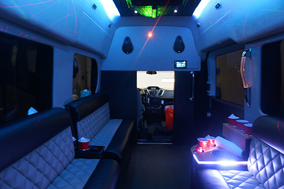 Leather seating on the Van