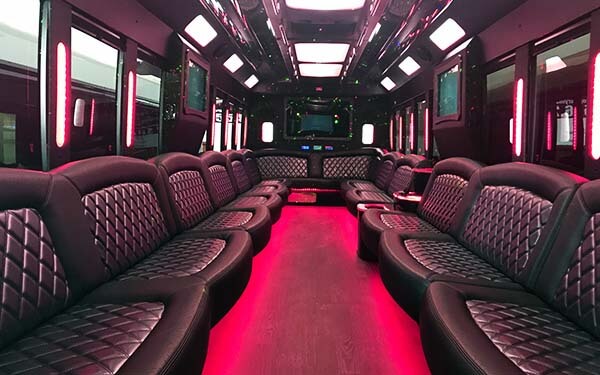 Red Lighting on a Party Bus