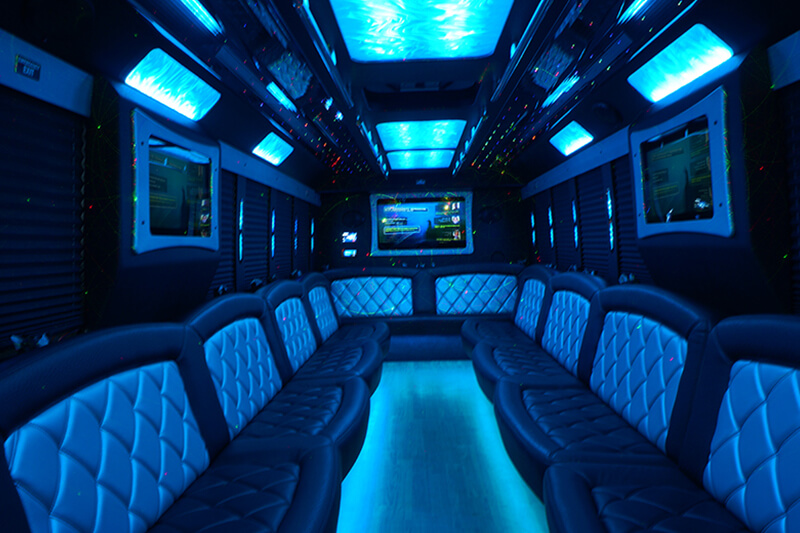 Party bus with comfy leather seats